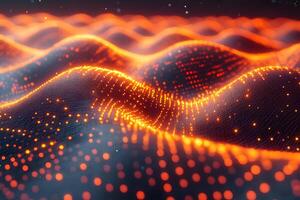 Abstract Digital Waves with Glowing Particles in Dynamic Motion photo