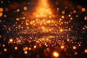 Glittering Abstract Gold Bokeh Background for Festive Design and Decorations photo