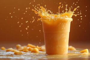 Refreshing Mango Juice Splash for Summer Refreshment and Beverage Promotions photo