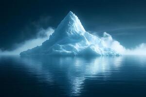Majestic Iceberg in Serene Ocean under Moonlit Sky for Nature Inspiration photo