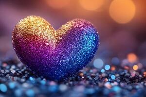 Sparkling Heart with Colorful Glitter for Romantic Valentine's Design and Decor photo