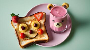 A plate with toast and a drink photo