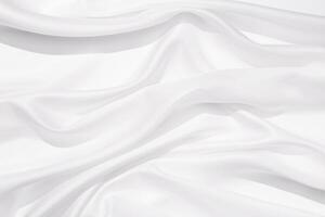 Textile linen tablecloth white colored with beautiful pleats. Cloth surface as background. photo