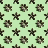 Seamless pattern with black sunflower seeds Harvest time agriculture farming. Healthy oils, food. photo