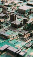 Detailed close up showcasing the intricate design of an electronic circuit board and its components displaying technological advancement and complexity photo