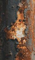 Close up of weathered metal showing signs of age and decay with peeling paint and rust texture photo
