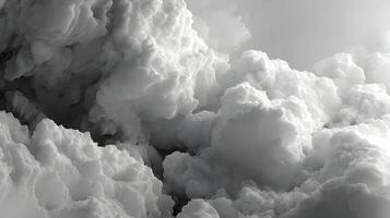 Monochrome dreamscape evokes serene skyward journeys through ethereal cloud formations aloft and expansive photo