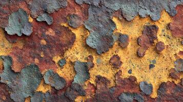 Detailed view of an abstract corroded metal surface showing rust and decay with unique patterns photo