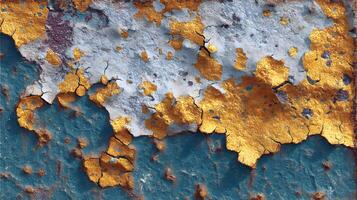 Abstract metal background with cracked paint and rust creating a unique aged and textured pattern photo