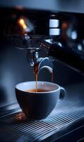 Aromatic delight captivating espresso extraction moment a perfect balance of warmth and inviting darkness, a timeless indulgence photo