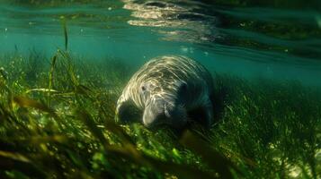 Peaceful Ocean Plant Eaters Browsing Seagrass Beds photo