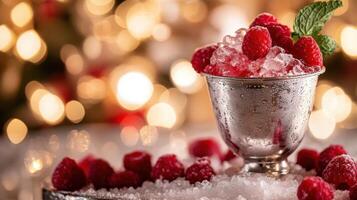 Porch Scene with Southern Mint Julep and Fresh Raspberry photo