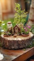 Old School Oak Slice Displaying Natural Herbal Remedy Workshop photo