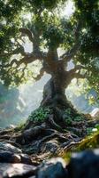 Old Wooden Titan Exposing Subterranean Labyrinth Systems photo
