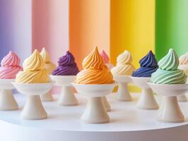 Rainbow Gelato Flavors in Dessert Presentation photo