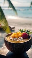 Refreshing Beachfront Morning Mango Coconut Smoothie Combination photo