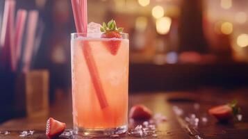 Rhubarb Strawberry Fizz Spritzer Crafted for Summer Days photo