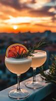 Rooftop Garden Evening Gin Fizz with Grapefruit and Rosemary photo