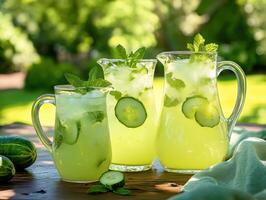Radiant Lemonade with Fresh Cucumber Mint for Pitcher Serving photo