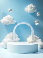 Scientific Cloud Display Decorated with Moving Meteorological Symbol Icons photo