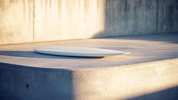 Sleek Platform with Angular Boards Producing Striking Shadow Geometry photo