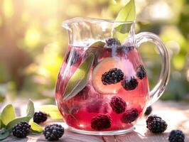 Sage Blackberry Lemonade Pitcher for Outdoor Gatherings photo