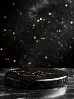 Starlit Black Marble Platform Featuring Refined Sky Patterns photo