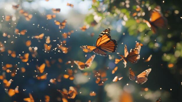 Stunning Swarms of Monarchs Creating Cascades Of Color photo
