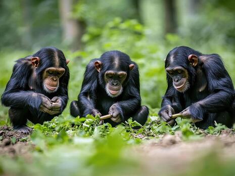 Smart Jungle Monkeys Mastering Unique Handcrafted Tools photo