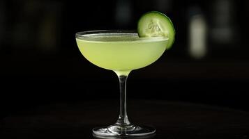 Summer Gin Cocktail Mixed with Elderflower and Cucumber photo