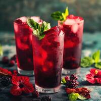 Summer Iced Tea Enriched by Berry and Hibiscus Blend photo