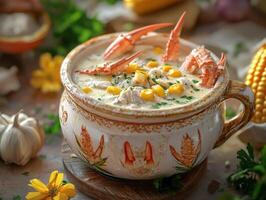Summer Sweet Corn and Delicious Crab Chowder Cream Soup photo