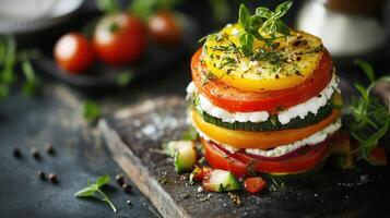 Summer Vegetable Napoleon Featuring Creamy Goat Cheese photo
