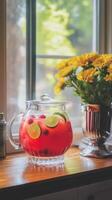Summer Agua Fresca Blended with Raspberry and Lime photo