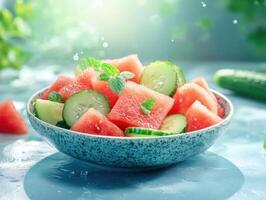 Summer Delight with Watermelon and Cucumber Slices photo