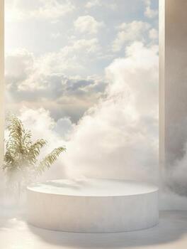 Transformative Cloud Stage Depicting Daylight Gradually Changing to Night photo