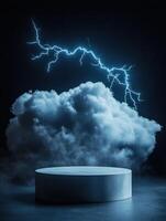 Thunderstorm Themed Display Featuring Powerful Lightning Streaks photo