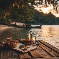 Traditional Vessel Presentation Featuring Paradise Picnic Elements photo