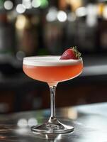 Vibrant Summer Gin Fizz with Strawberry and Rhubarb photo