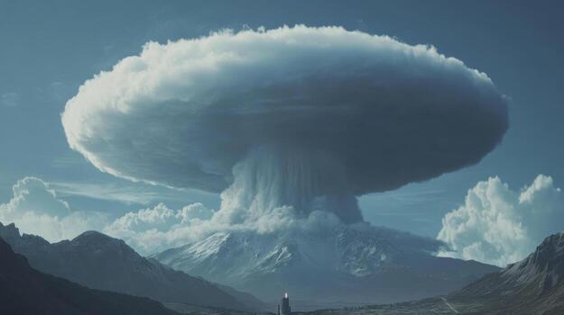 Unexplained Floating UFO Above Sunny Mountain Summit photo