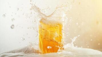 Wellness Beverage Showcase Highlighting Probiotic Kombucha Splash photo