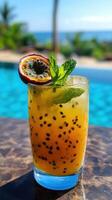 Tropical Passionfruit Mojito Enjoyed at Pool Resort photo