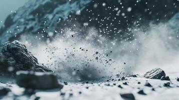 Violent Snowfall Torrent Crashing onto Heated Peaks photo