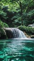 Vibrant Waters Tumbling Down into Hidden Emerald Pool Sanctuary photo