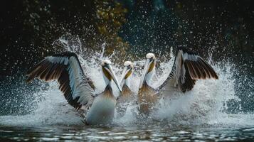 United Winged Hunters Working Together Over Rippling Waters photo