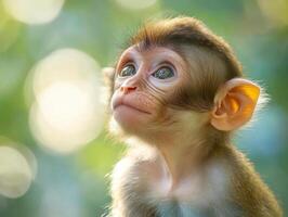 Young Monkeys Learning Intricate Facial Interaction Skills photo
