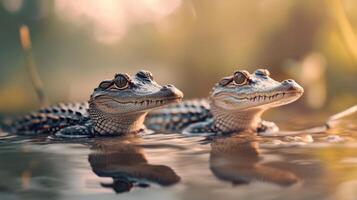 Young Water Carnivores Practicing Time Tested Hidden Approaches photo
