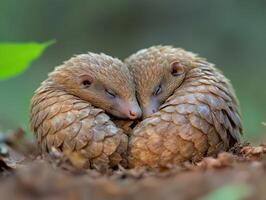 Young Mammals with Scales Perfecting Group Defensive Patterns photo