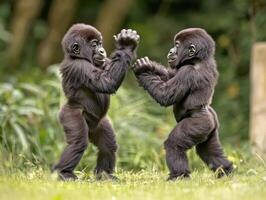 Young Large Monkeys Mastering Assertive Social Displays photo