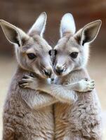 Young Kangaroos Practicing Key Pouch Navigation Abilities photo